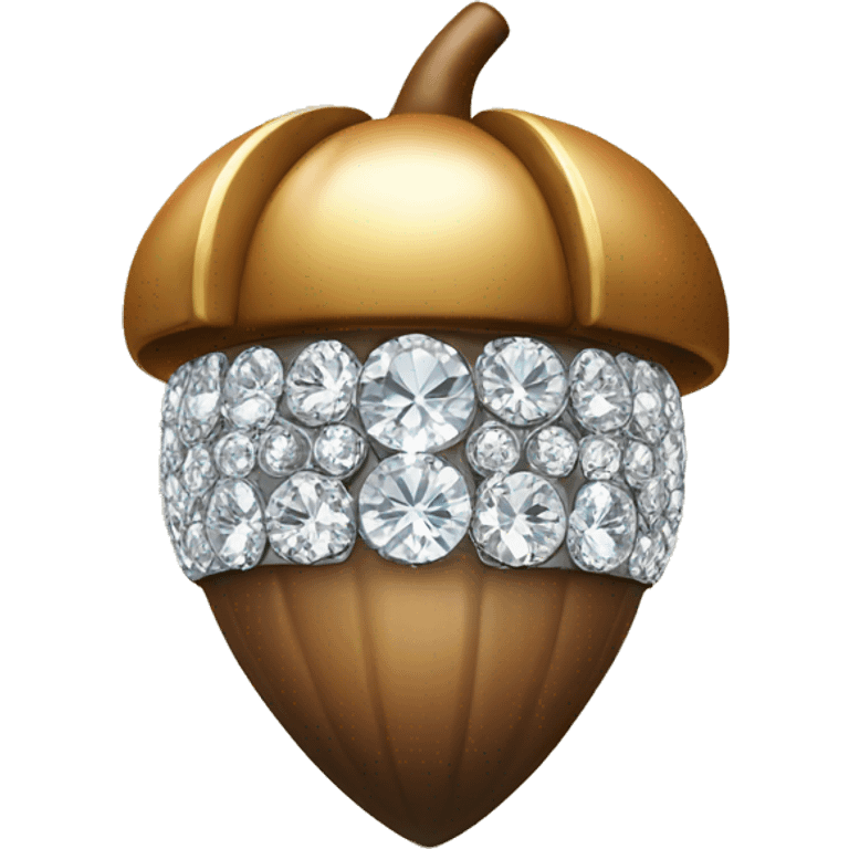 an Acorn made from diamond, sparkling cut diamond, with stem of gold emoji