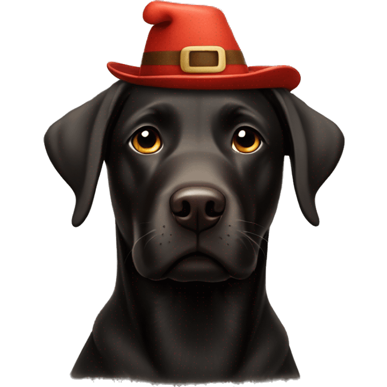 Black Labrador with turkey hat emoji