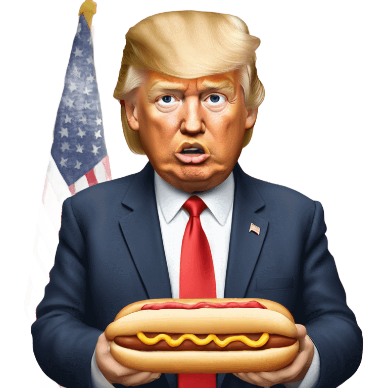 Donald Trump eating hotdog ￼ emoji