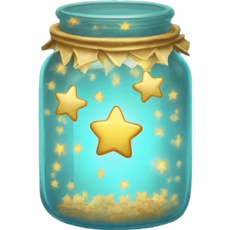 glowing glass jar filled with tiny golden stars emoji