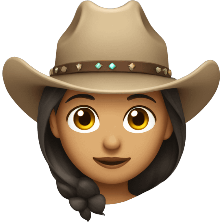 Cowgirl fair skin and long dark hair emoji