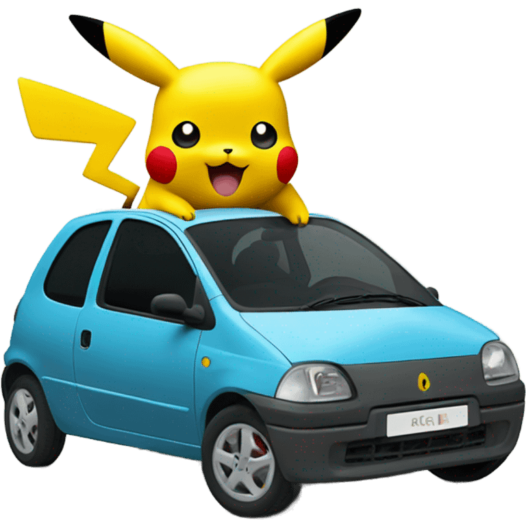 Pikachu in a twingo 1999 emoji