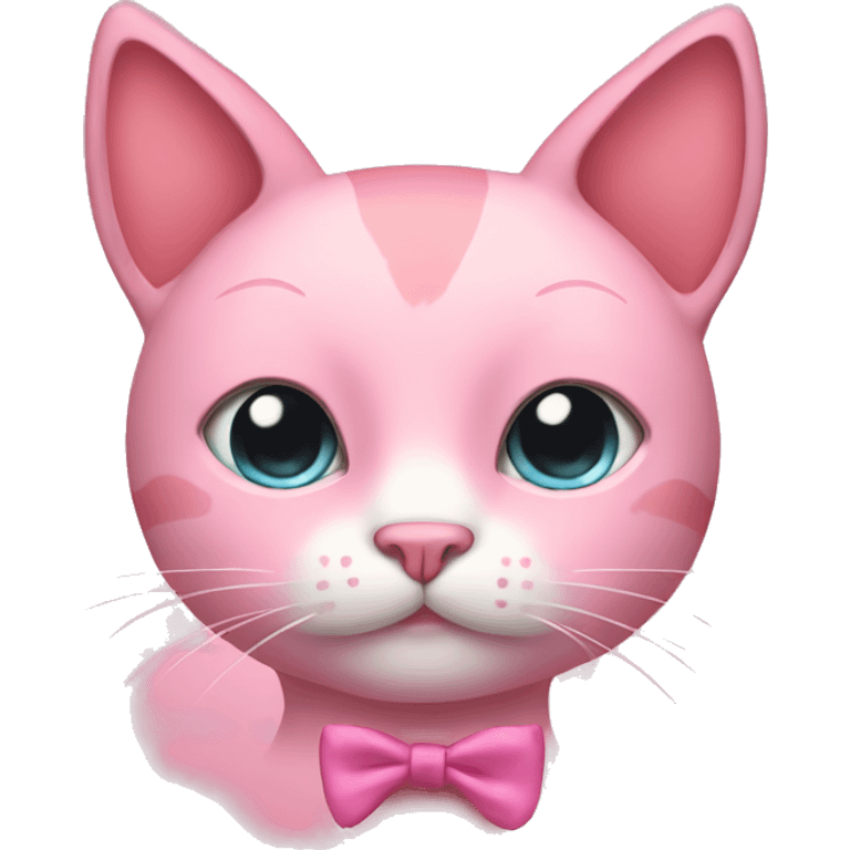 pink cat with bows on ears emoji