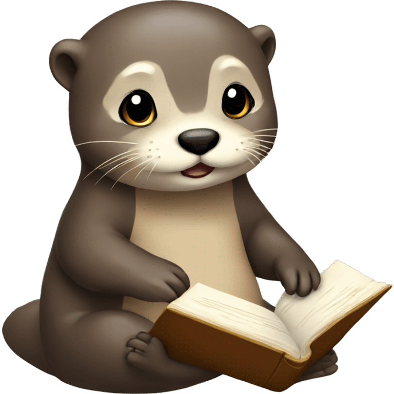 cute otter reading A book emoji