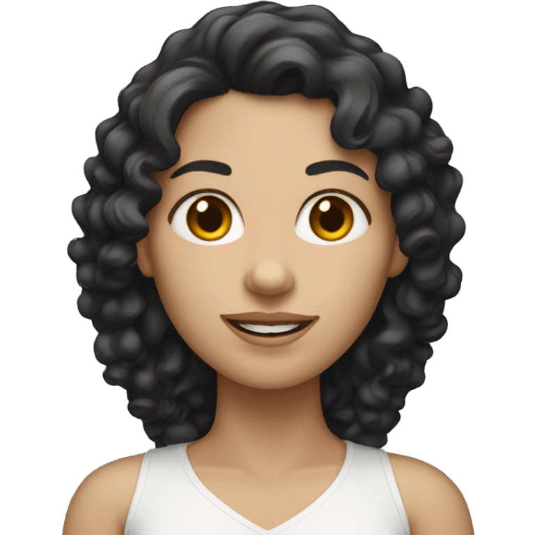 white woman with black curly long hair emoji