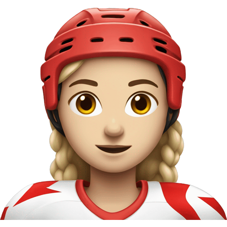 Girl hockey player wearing canada jersey emoji