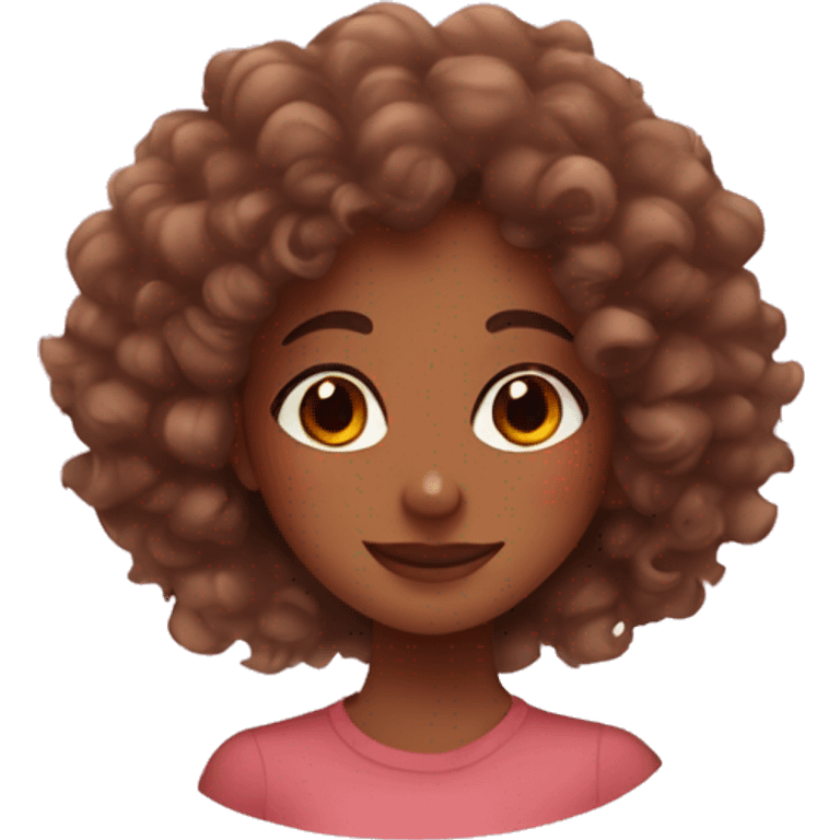 brown skin girl with curly hair surrounded by hearts emoji