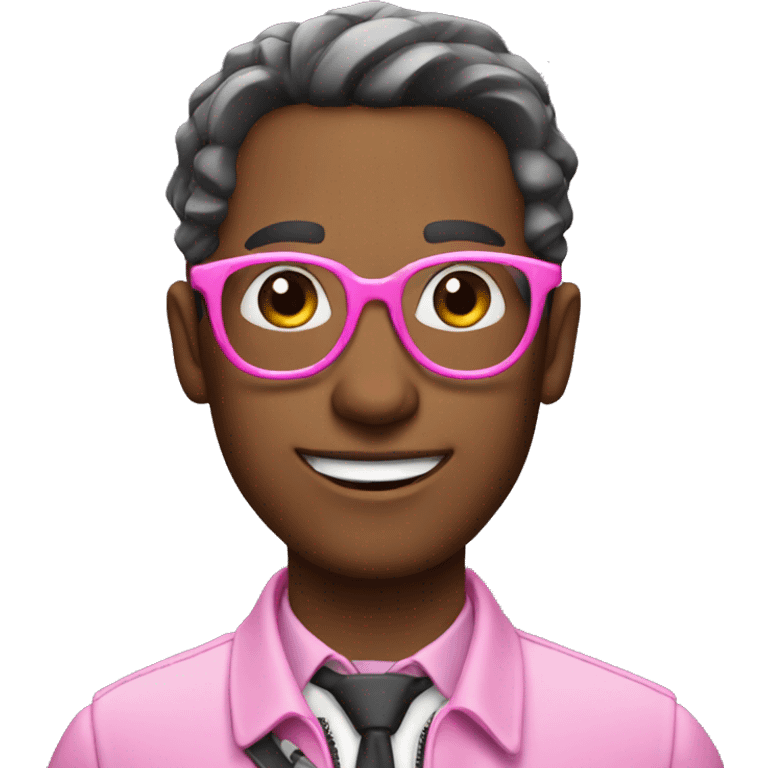 man wearing glasses with a pink whip in hand emoji