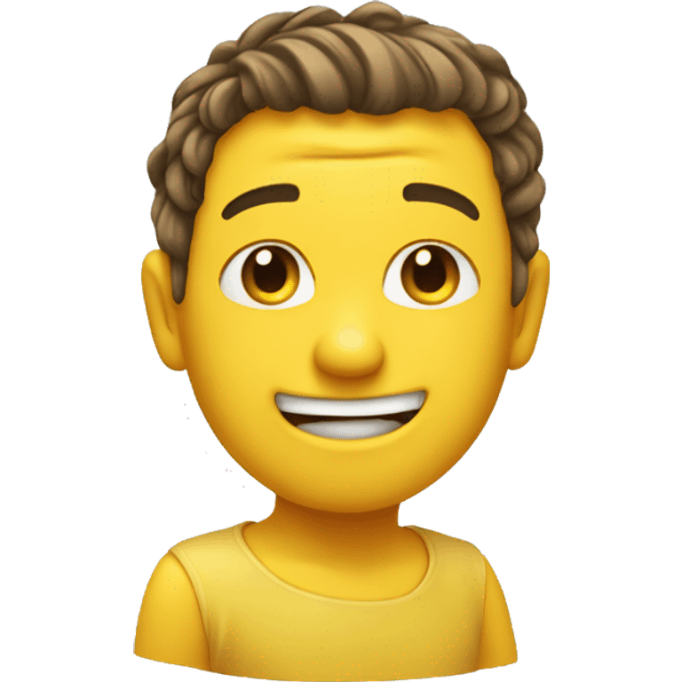 classic yellow emoji pushing hair behind ear with a hand while squinting and a side smile emoji