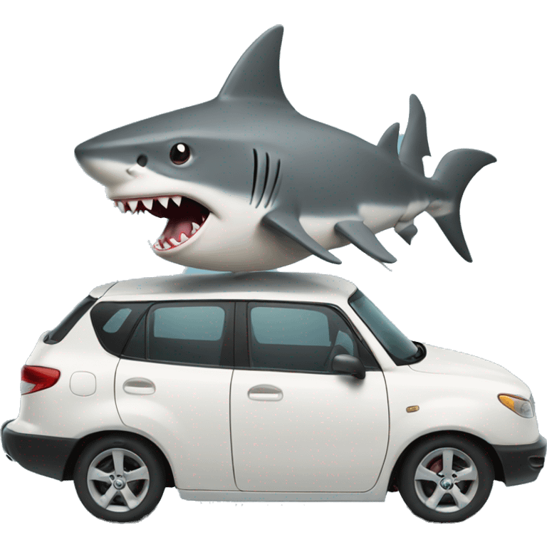 shark riding on a car emoji