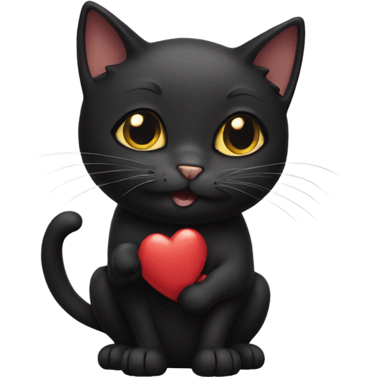 Black cat blowing kiss emoji