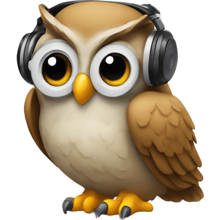 an owl with DJ headphone emoji