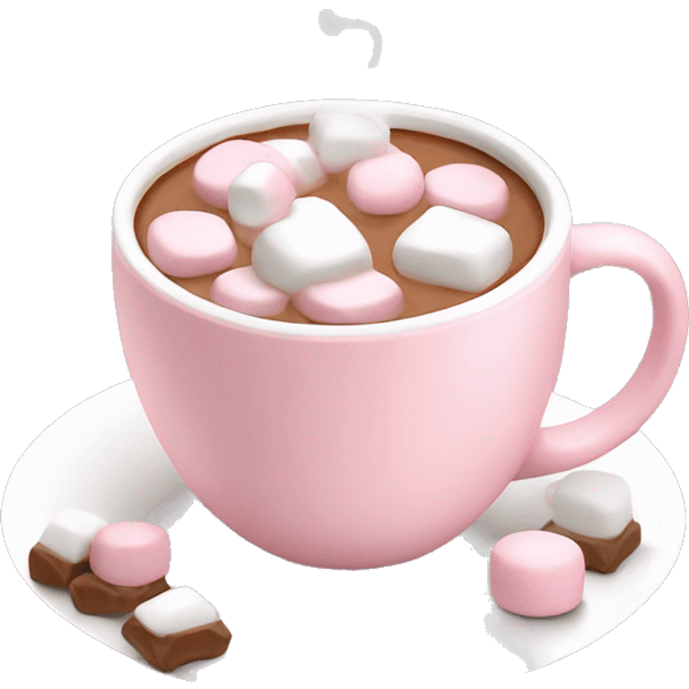 Light Pink mug of hot chocolate with marshmallows  emoji