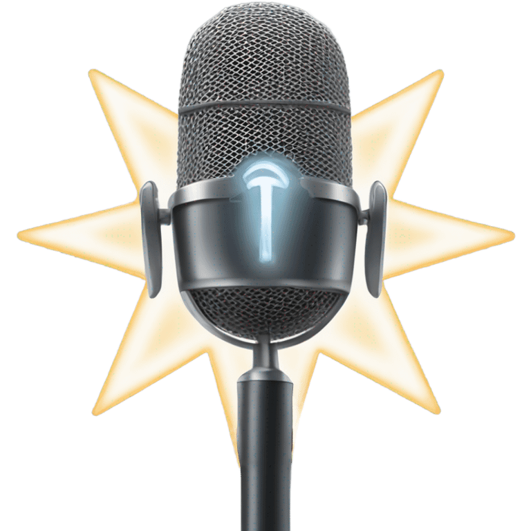 A sleek news microphone icon with a glowing single star above it, symbolizing the first milestone in membership. emoji