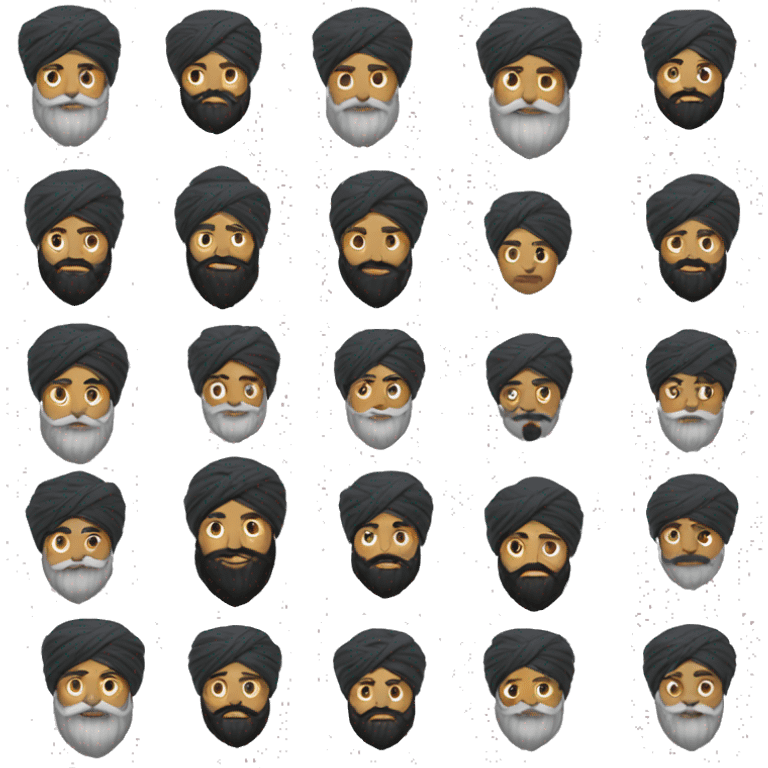 Sikh, black turban, grey pepper beard emoji