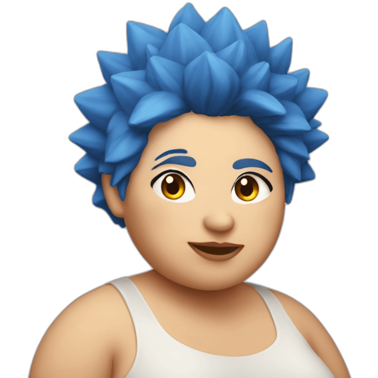 fat lesbian Chilean woman very short spiky blue hair emoji