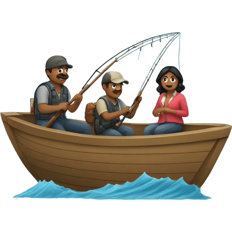 Hispanic fishing on a boat emoji