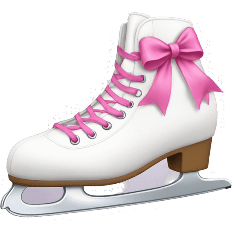 white ice skating shoes with pink bows emoji