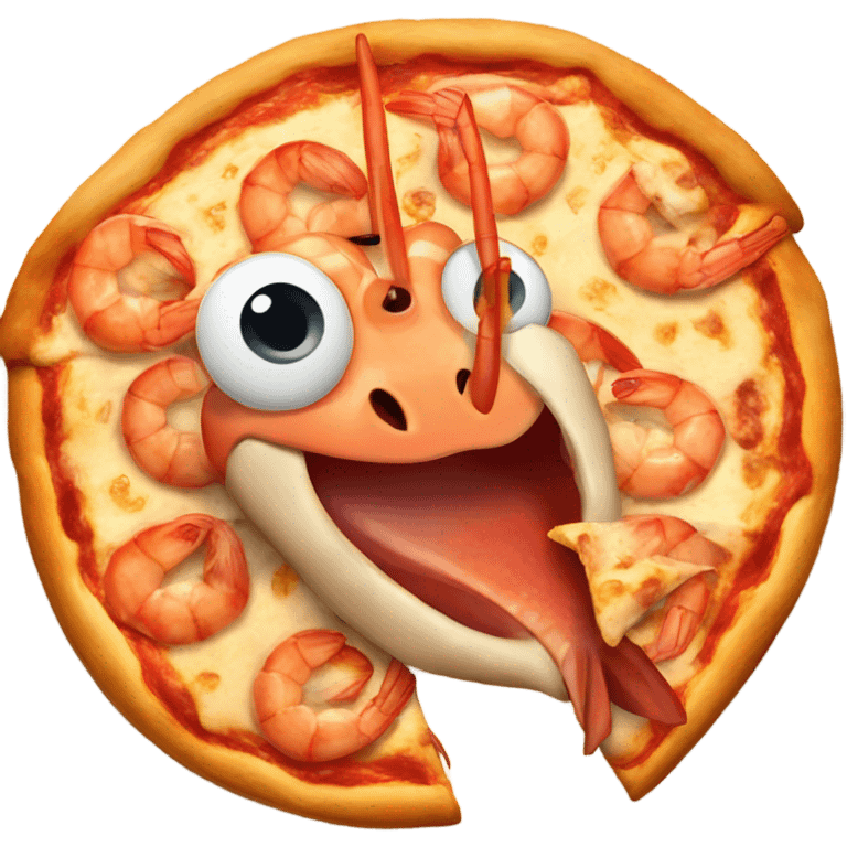 Shrimp eating pizza emoji