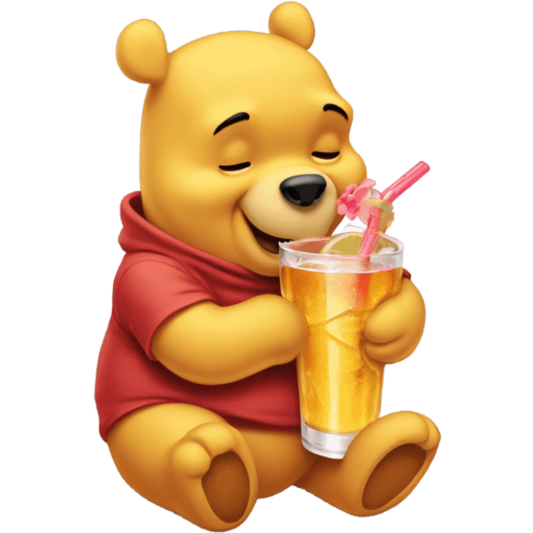 Winnie the Pooh with a drink emoji