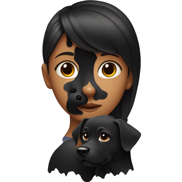 Girl with black dog emoji