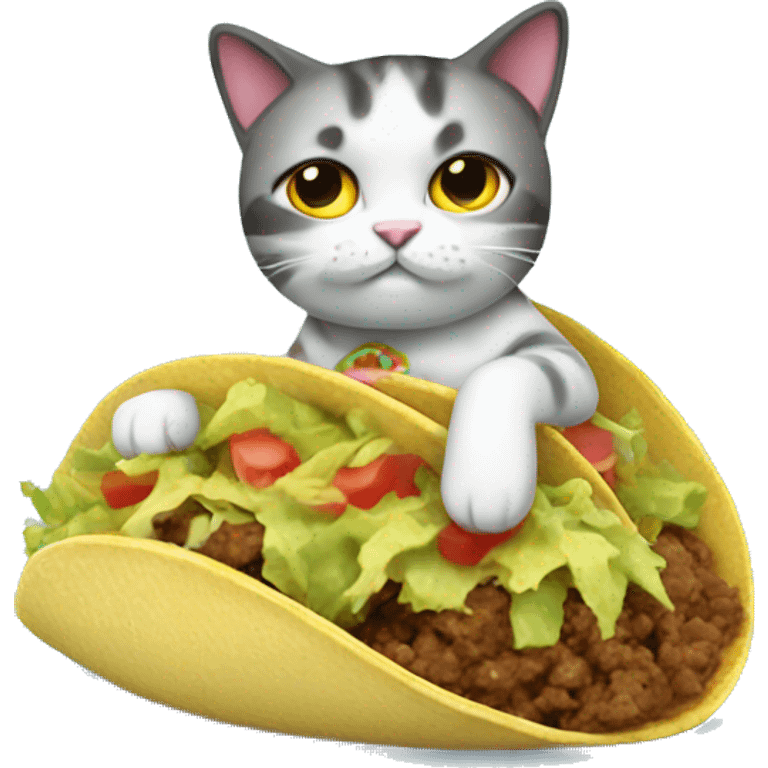 A taco eating cat wearing pajamas emoji