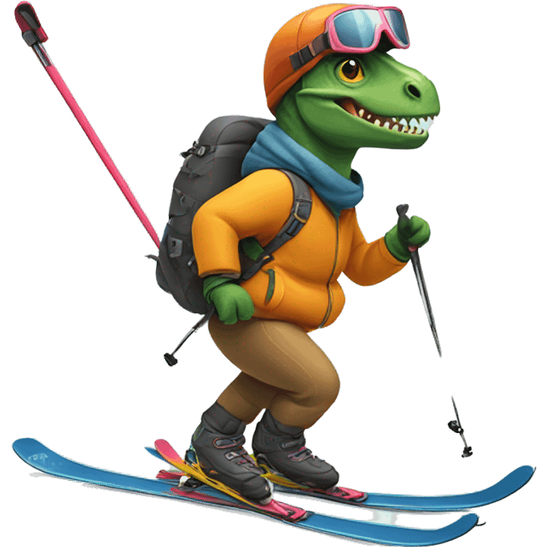 Dino skiing emoji