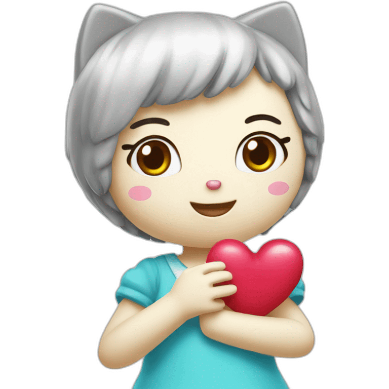 Hello kitty making a heart with her hands emoji