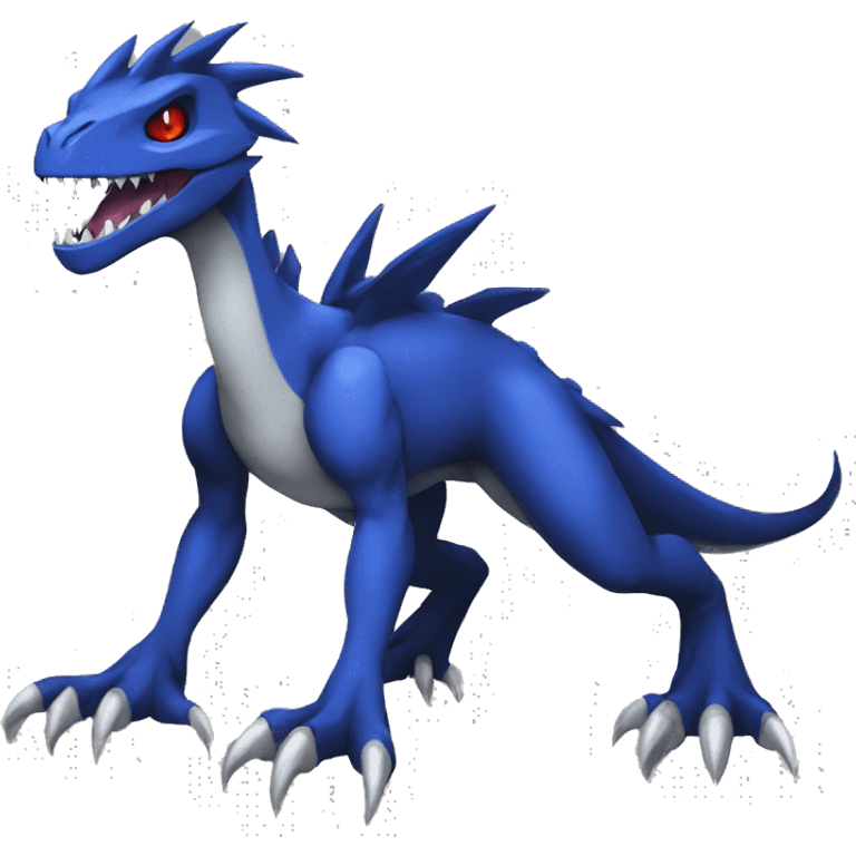  Cool Edgy Black Blue Digimon-Fakemon-Guilmon-Velociraptor-Dragon full body emoji