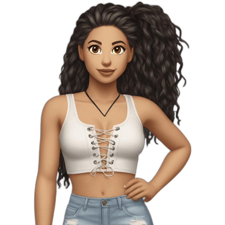 shakira realistic lace up crop top and short shorts emoji