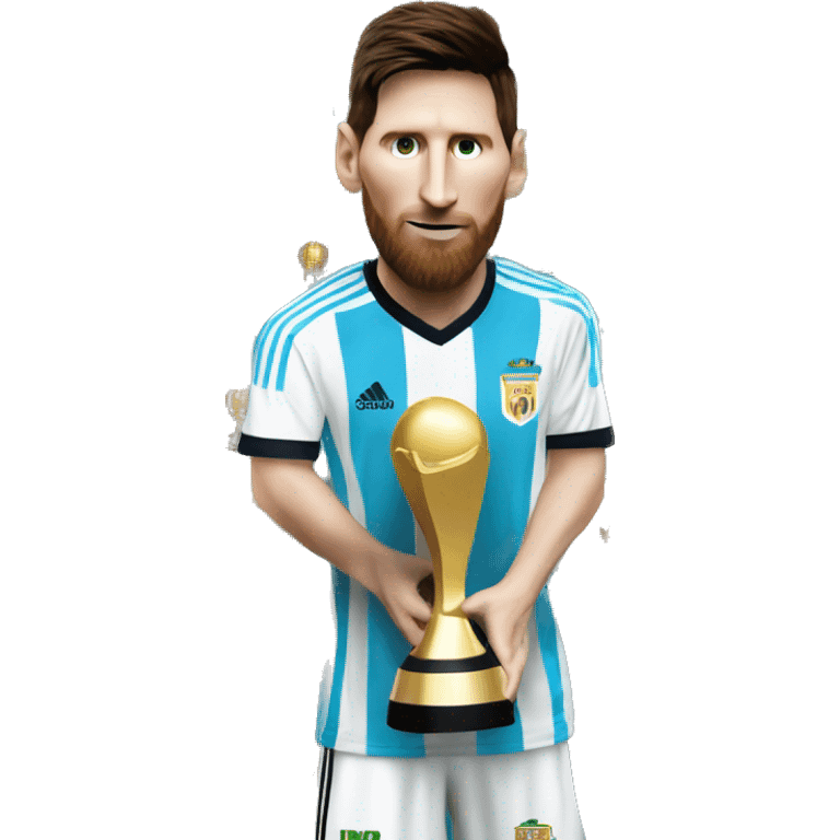 Lionel Messi with world cup trophy  emoji