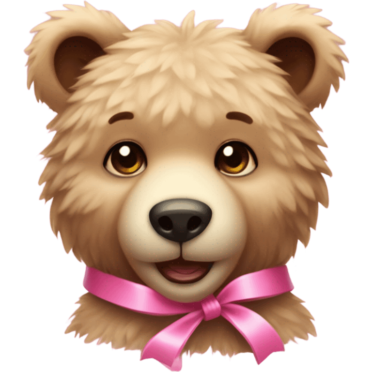 cub bear wearing a pink ribbon  emoji