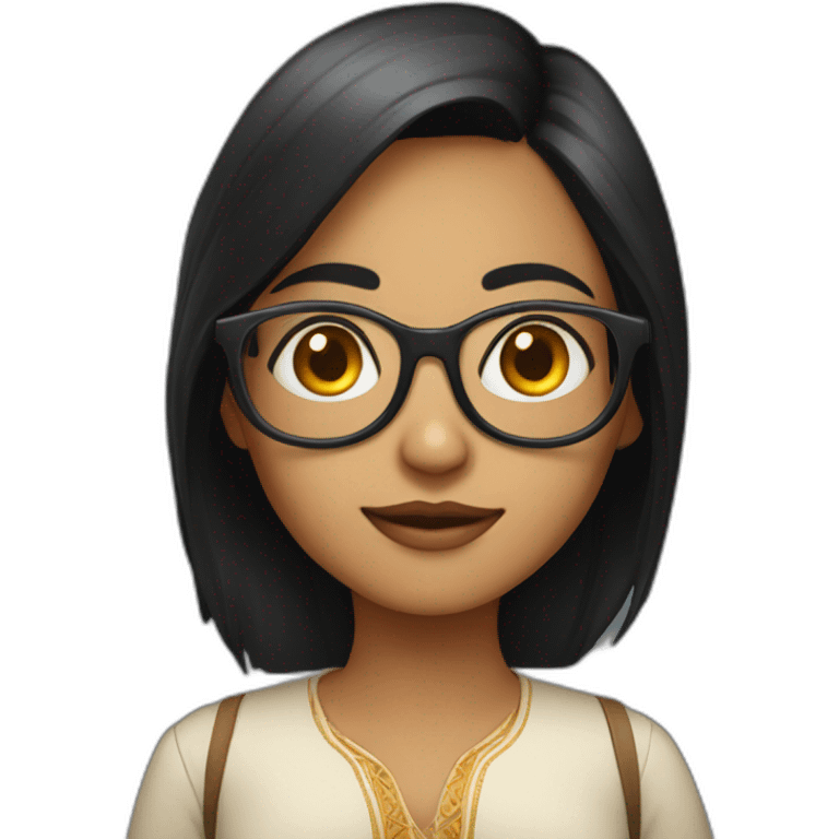 Fair indian girl with mid length black hair and spectacles emoji