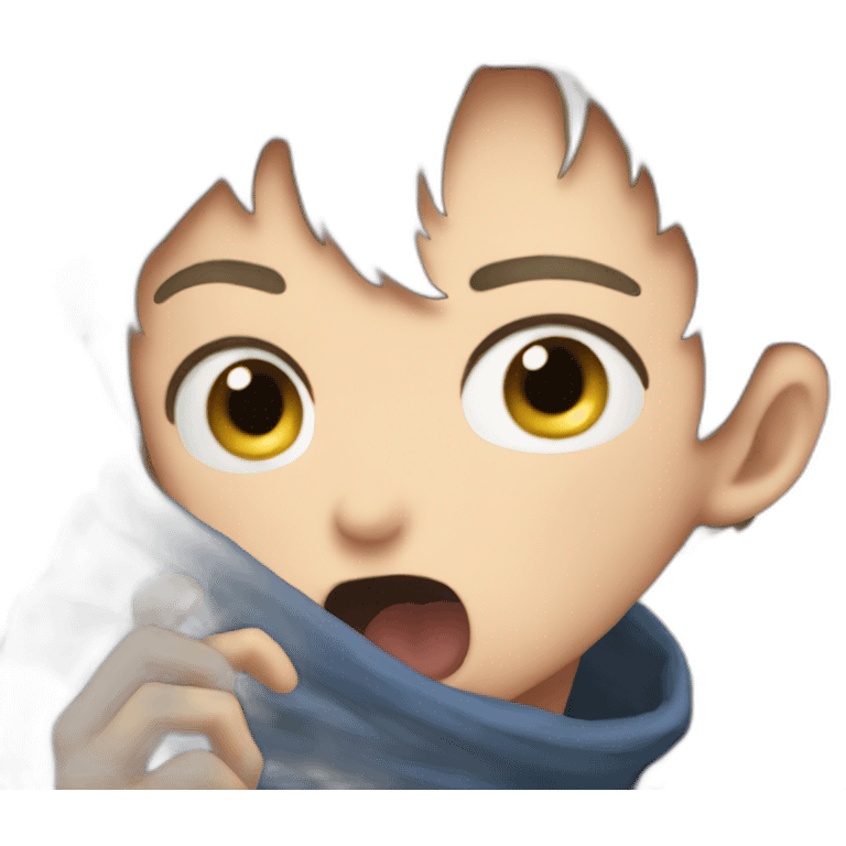 Closeup Loud Coughing kid, anime emoji