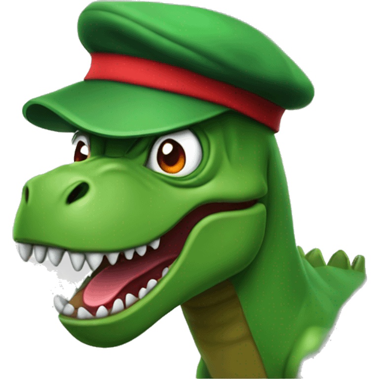 Angry Green Trex wearing red beret and eyeglasses  emoji