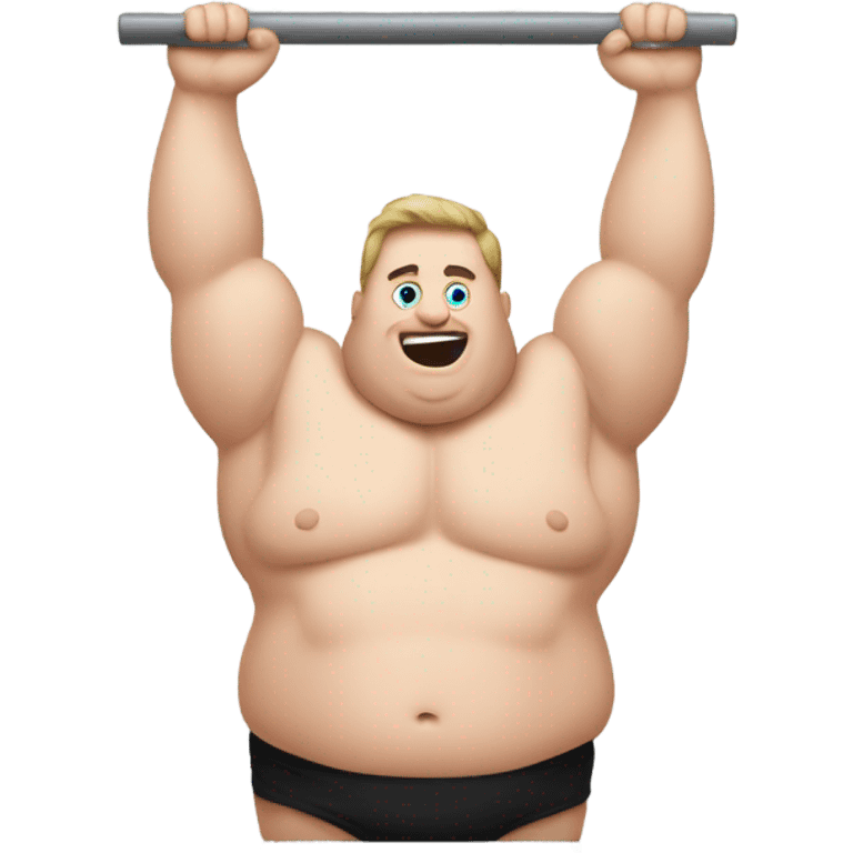 fat white guy shirtless doing pull ups emoji