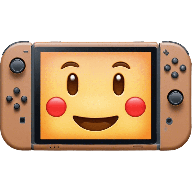 Clash of Clans aesthetic: Cinematic Playful Nintendo Switch Portrait Emoji, rendered in a 3D vector-style similar to standard emojis with minimal shading and bold, simplified shapes. A compact, distinct form with signature details, softly glowing with a nostalgic gaming charm. Simplified yet unmistakably iconic, highly detailed and consistent, glowing with a soft radiance and high shine. Stylized with a touch of retro gaming magic and a soft glowing outline, capturing the essence of a beloved gaming relic with a friendly, playful manner! emoji