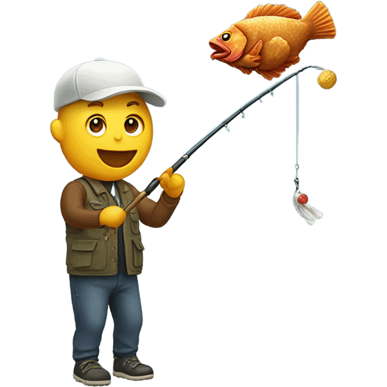 person fishing with fried chicken on the fishing pole emoji