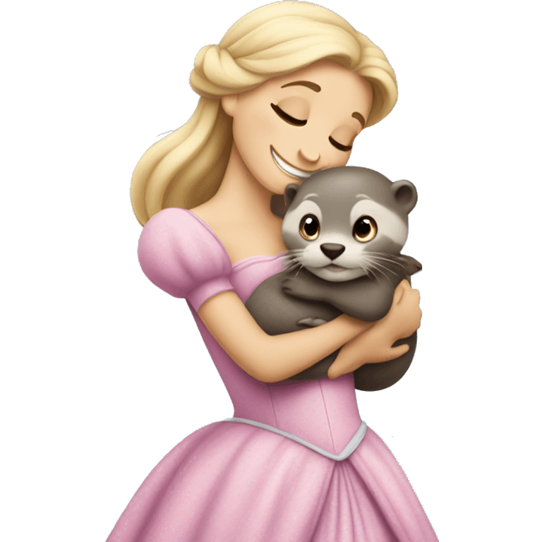 Cinderella hugging an otter emoji