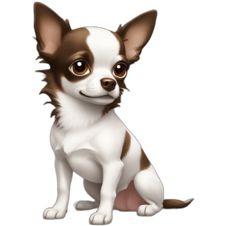 Chihuahua dark brown white on tesla emoji