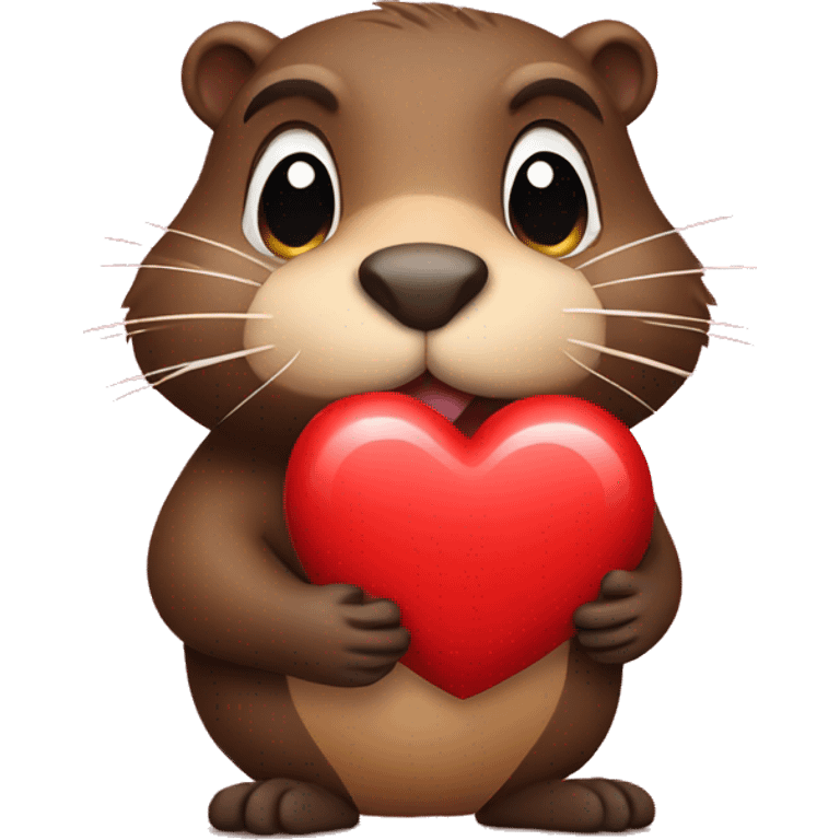 Beaver holding heart emoji