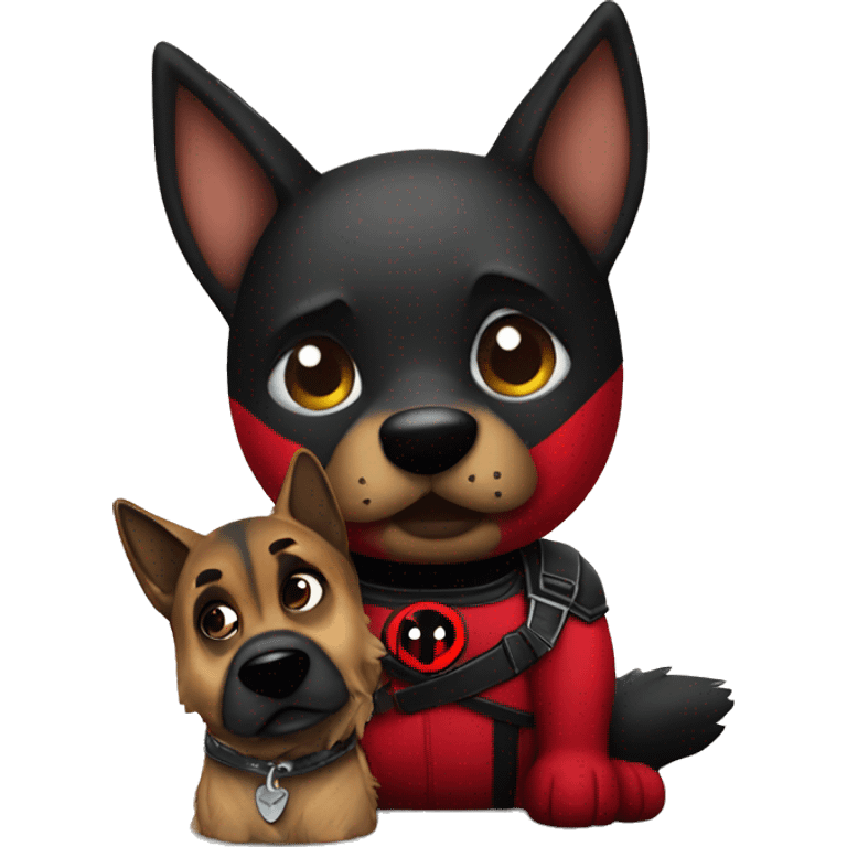 Deadpool with a German shepherd  emoji