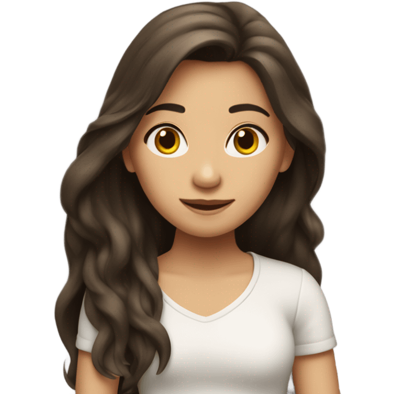 Mulat Girl with long hair, she is brunette  emoji