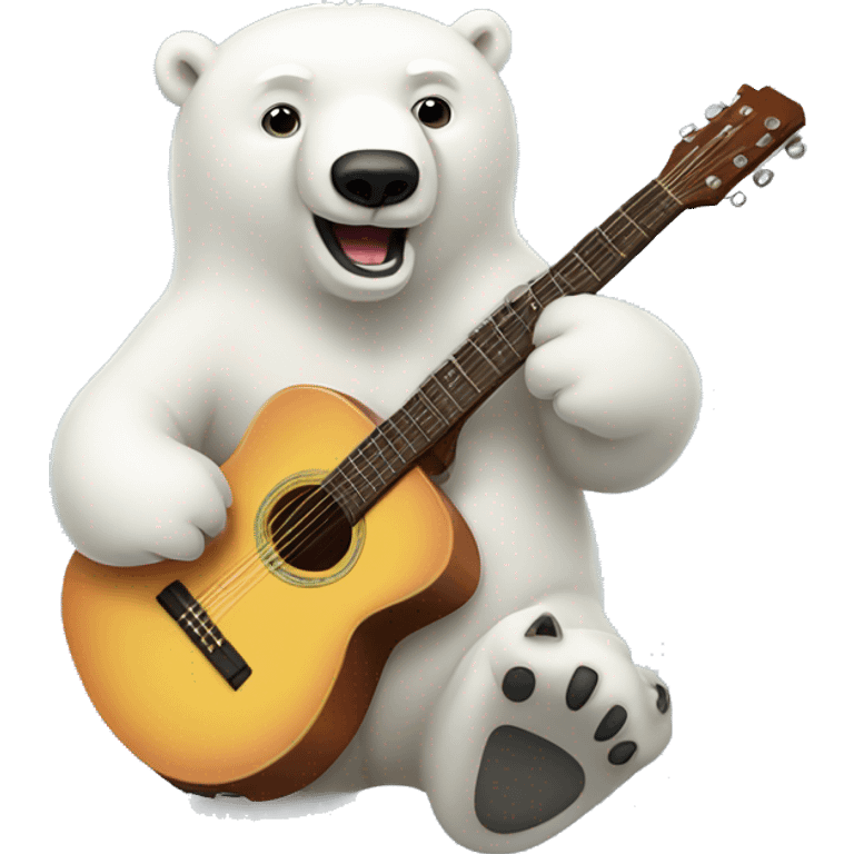 Polar bear playing a guitar emoji