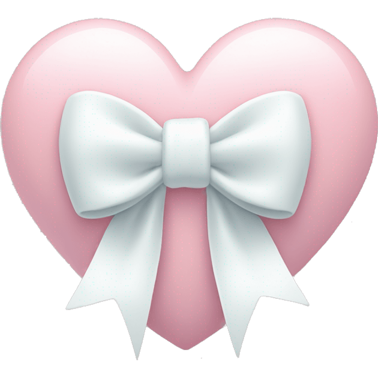 Pastel pink heart with white bow emoji