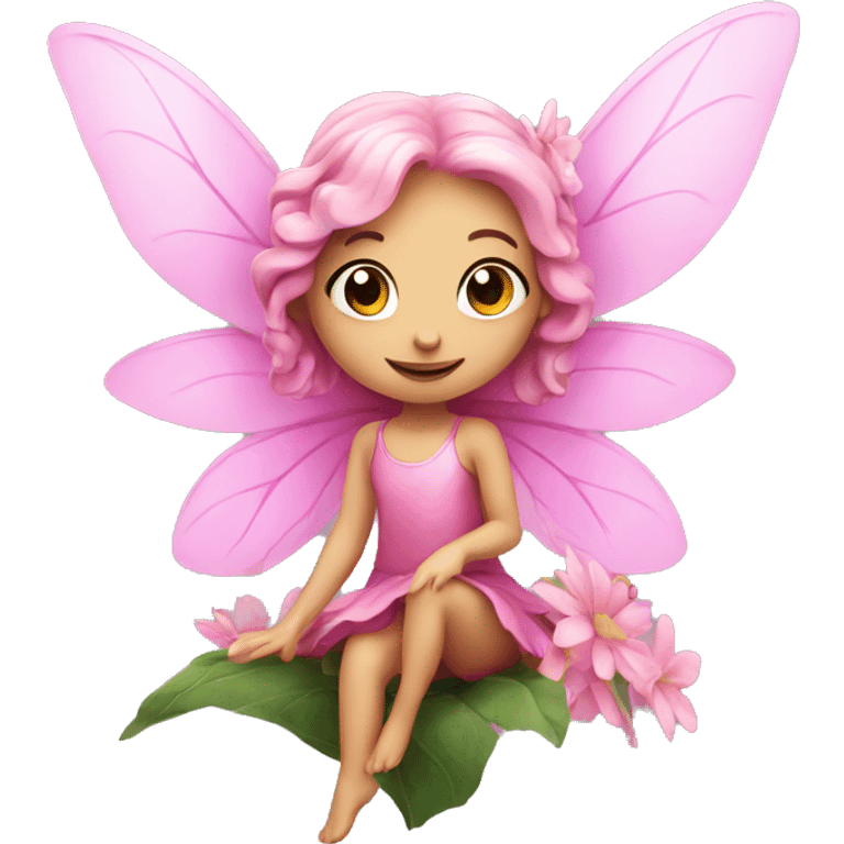 Pink fairy on a flower emoji