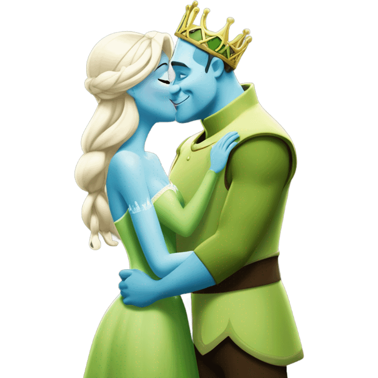 Frozen Elsa kissing Shrek  emoji