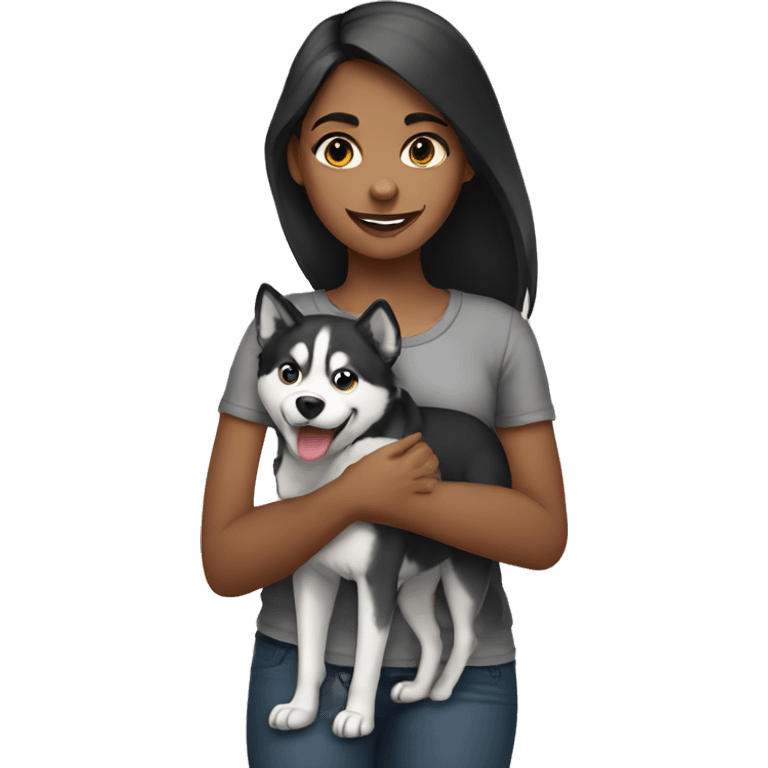 Girl holding a husky emoji