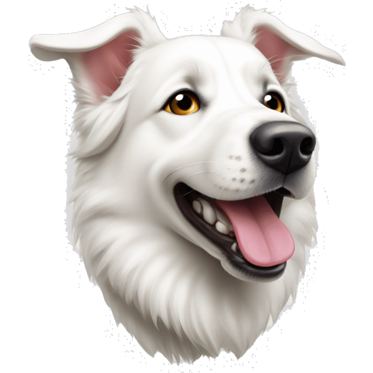 white swiss shepherd dog open mouth tongue hanging out emoji