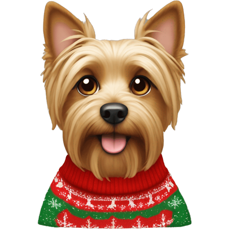 Yorkshier dog with Christmas jumper emoji